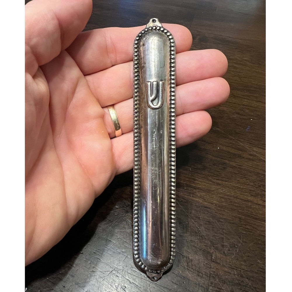 Hazorfim Mezuzah Case Silver Sterling 925 Beaded Judaica Israel